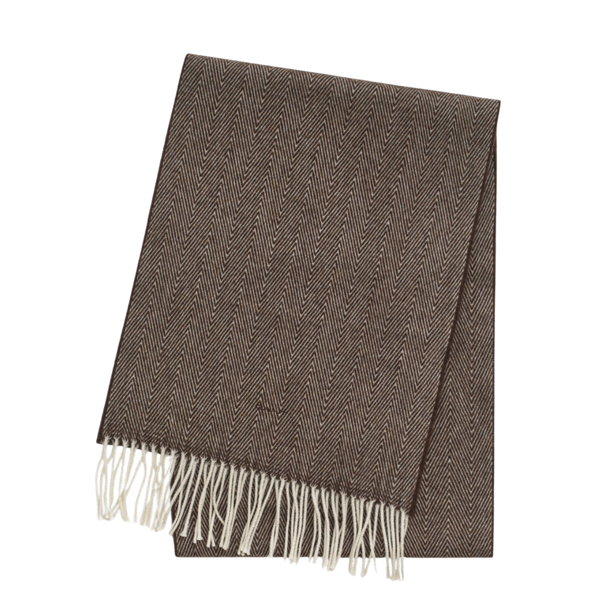 Wool Herringbone Scarf - 202 Deep Brown