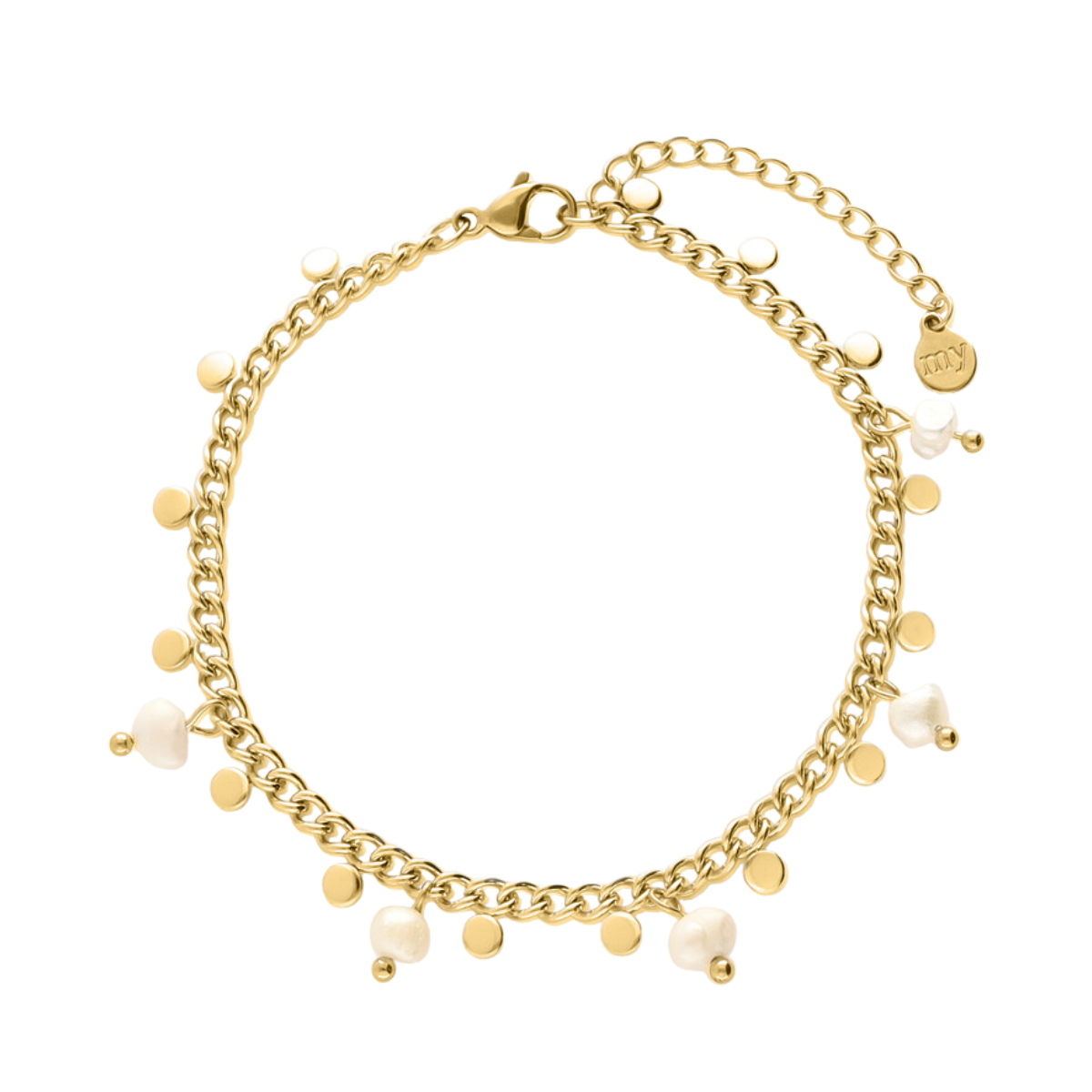 Bracelet pearls & coins - Gold