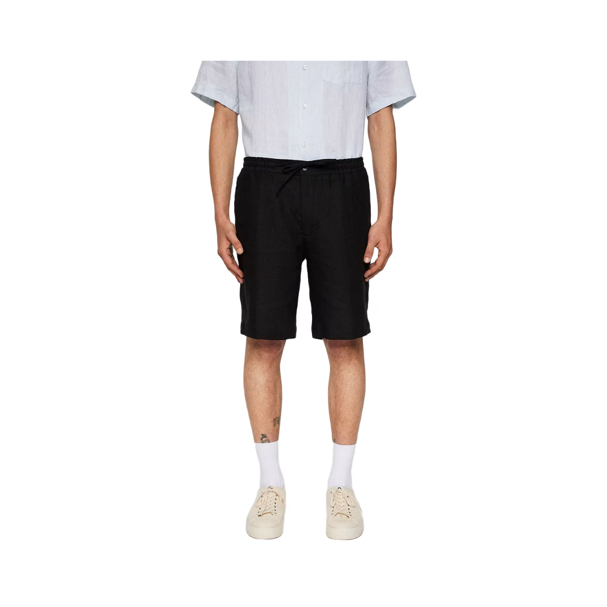 Brady Drape Linen Shorts - Black