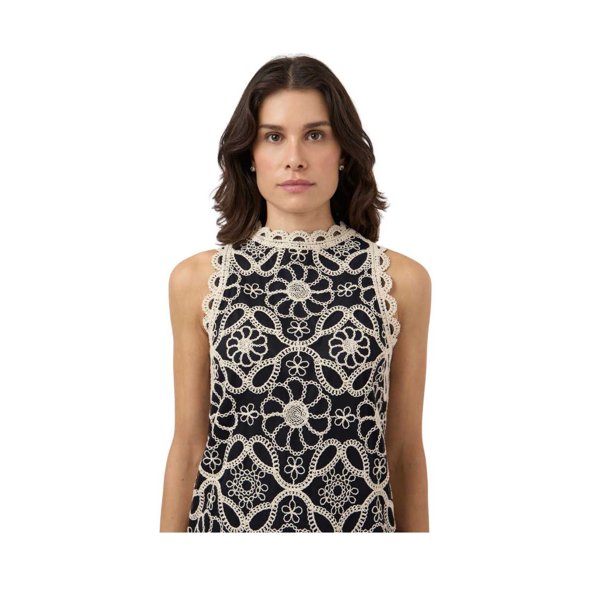 YASCilia Maxi Crochet Dress - Black