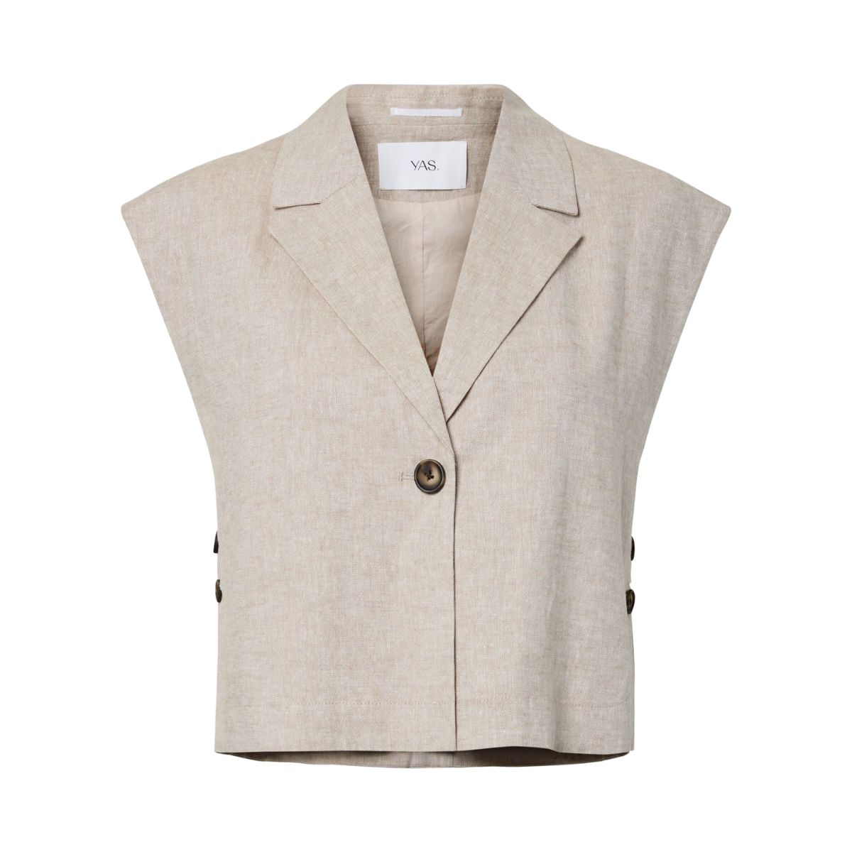 YASUsuma Short Linen Blend Waistcoat - White Pepper