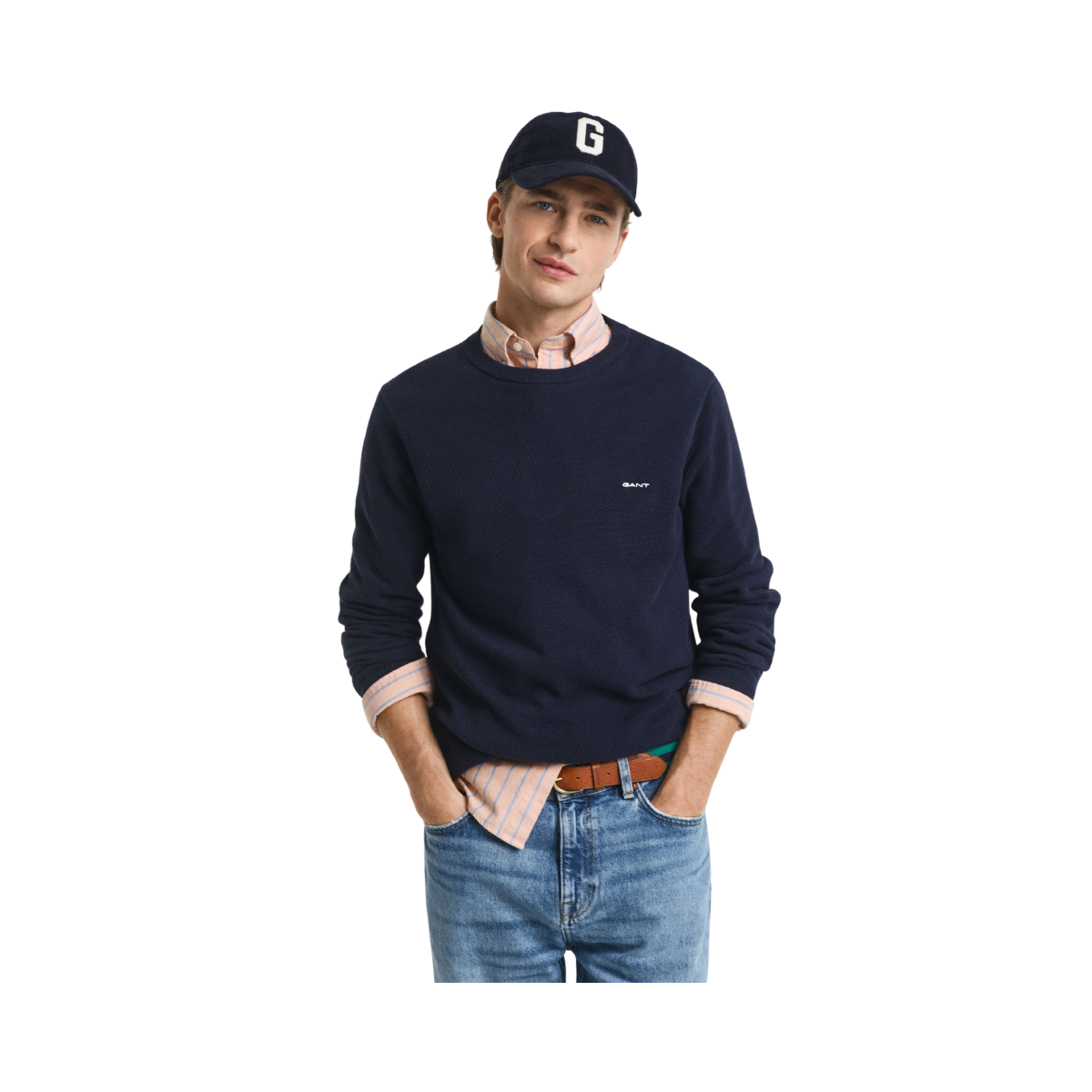 Cotton Pique C-Neck - Evening Blue