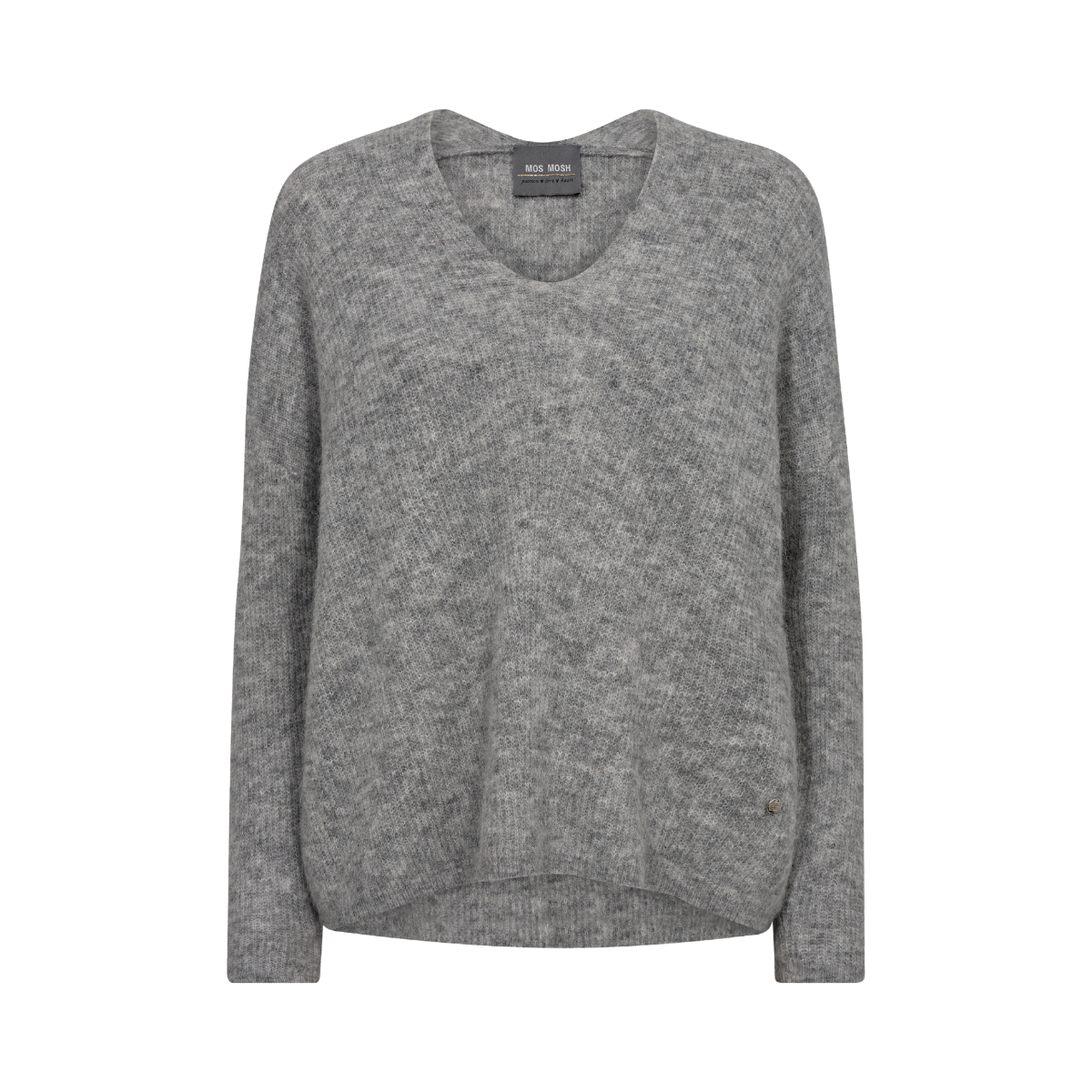 Thora V-Neck Knit - Grey Melange