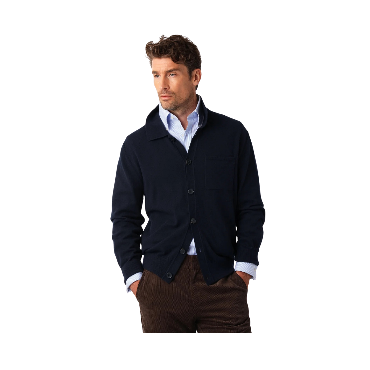 Cashmere Blend Cardigan - Navy