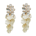 Leaf Big Stone Earrings - 0014 Offwhite