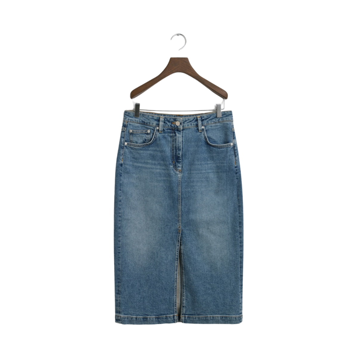 MIDI DENIM SKIRT - Mid Blue/Broken In