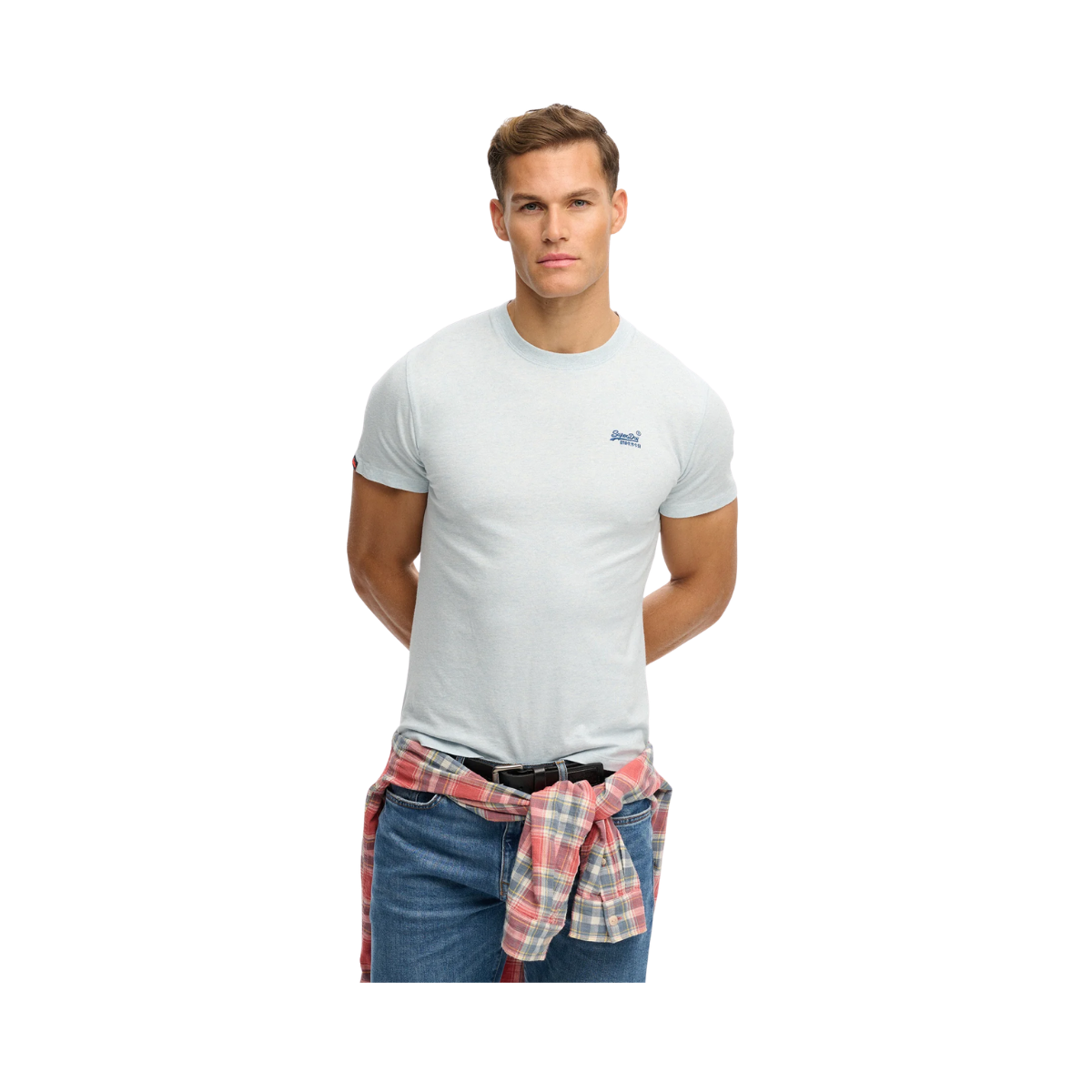 Essential Logo EMB Tee - J7I Icy Blue Marl/Navy