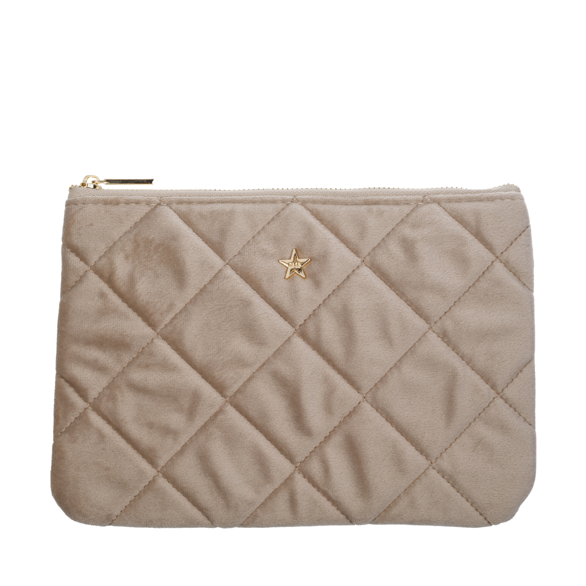 Velvet Quilted Small Pouch - Dark Sand
