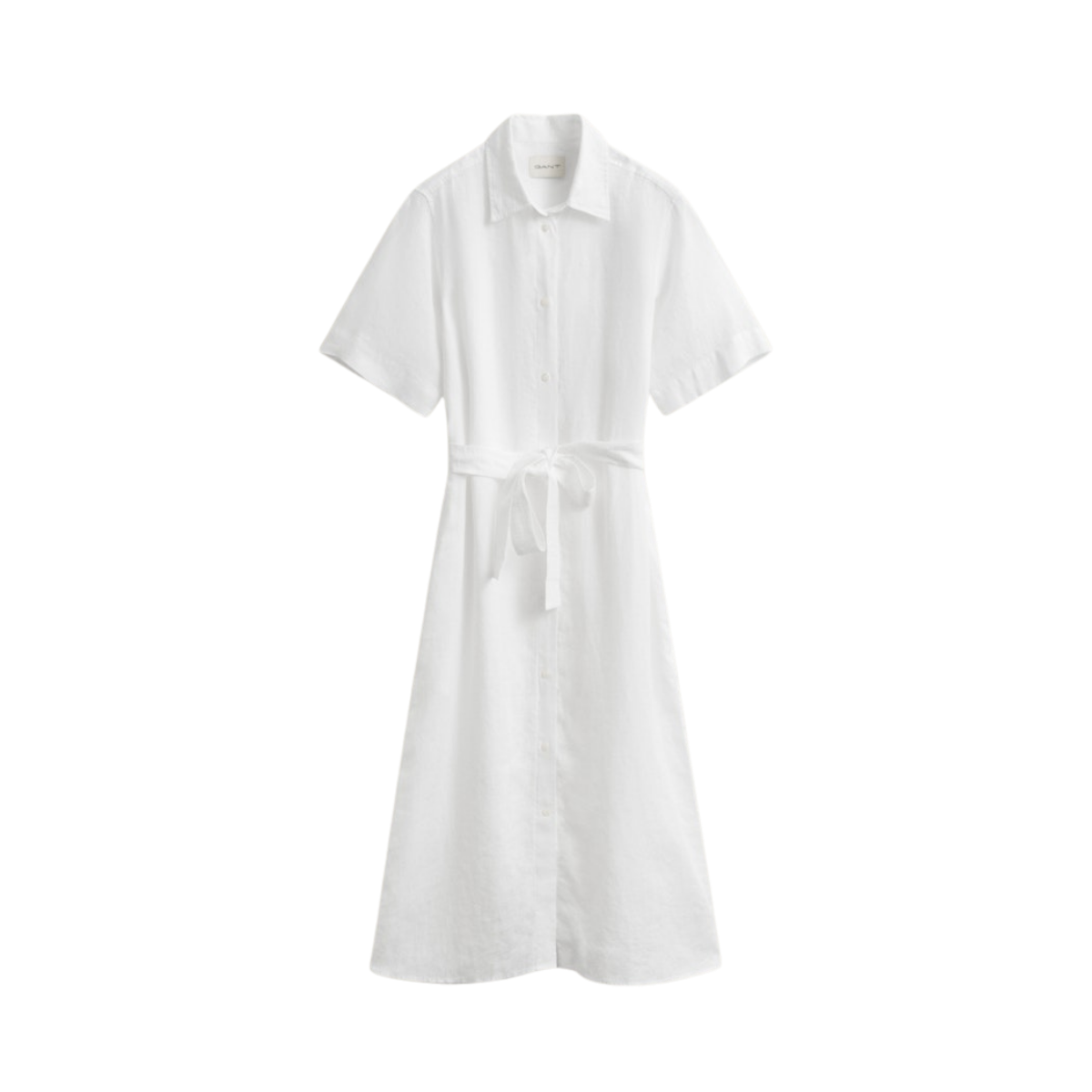 Linen SS Shirt Dress - White
