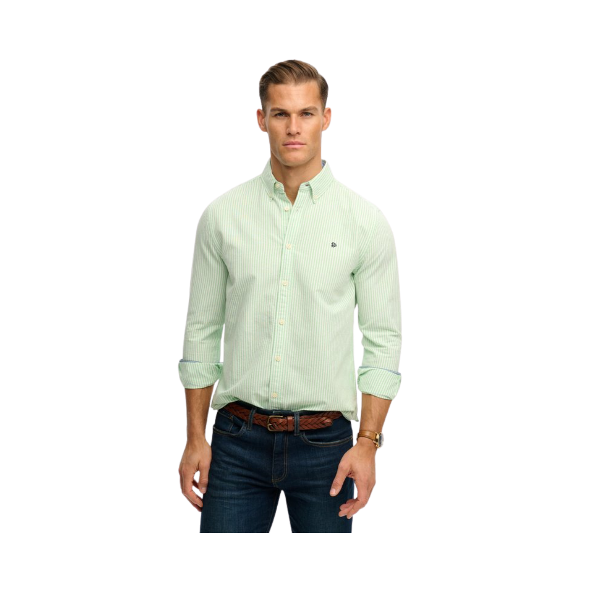 Preppy Oxford L/S Shirt - Mint Stripe