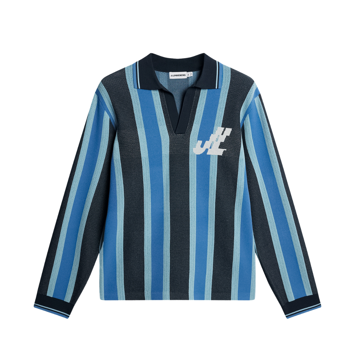 Silas Stripe Polo Knit - JL Navy