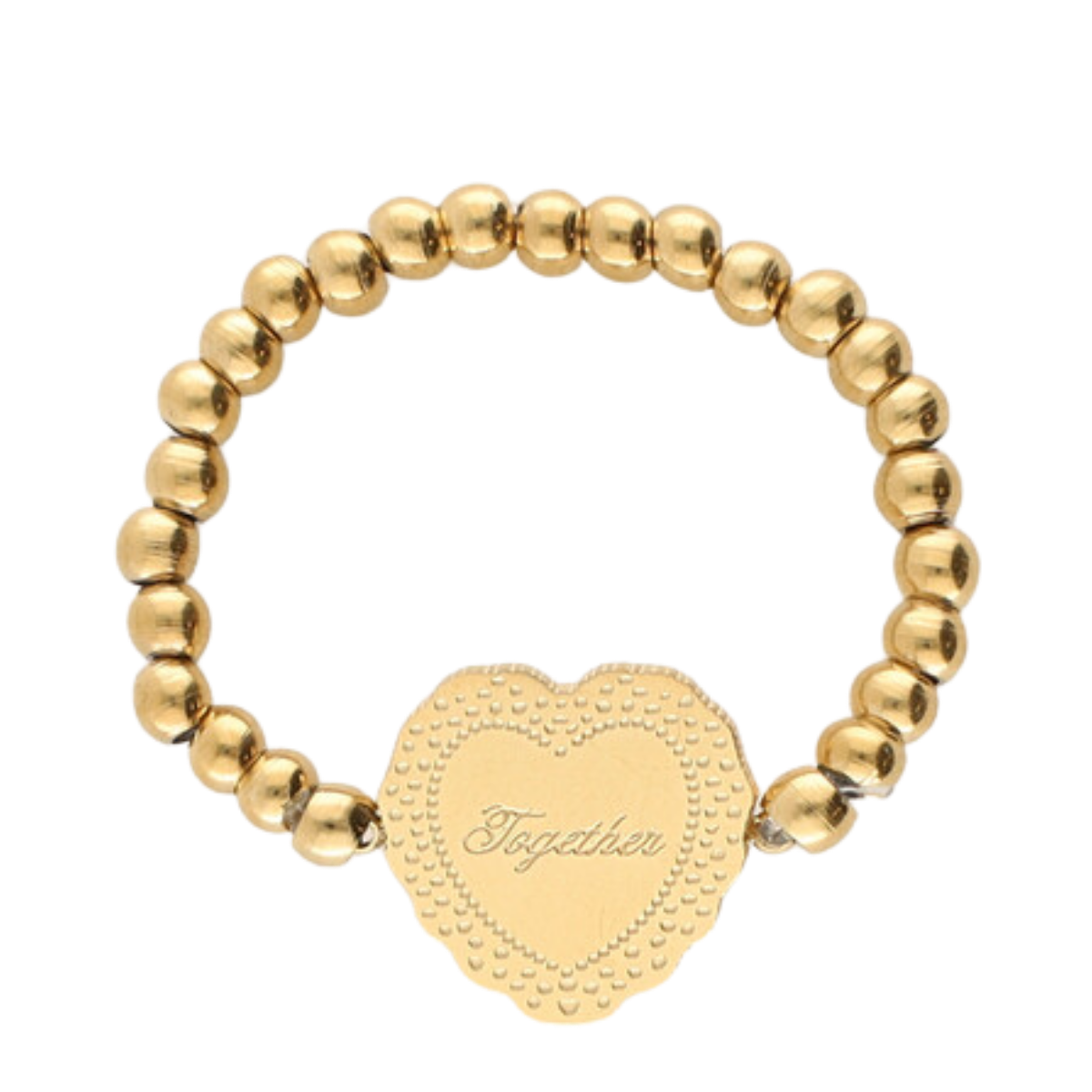 Ring Os Stretch Heart Together - Gold
