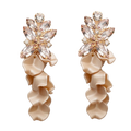 Leaf Big Stone Earrings - 0006 Nougat