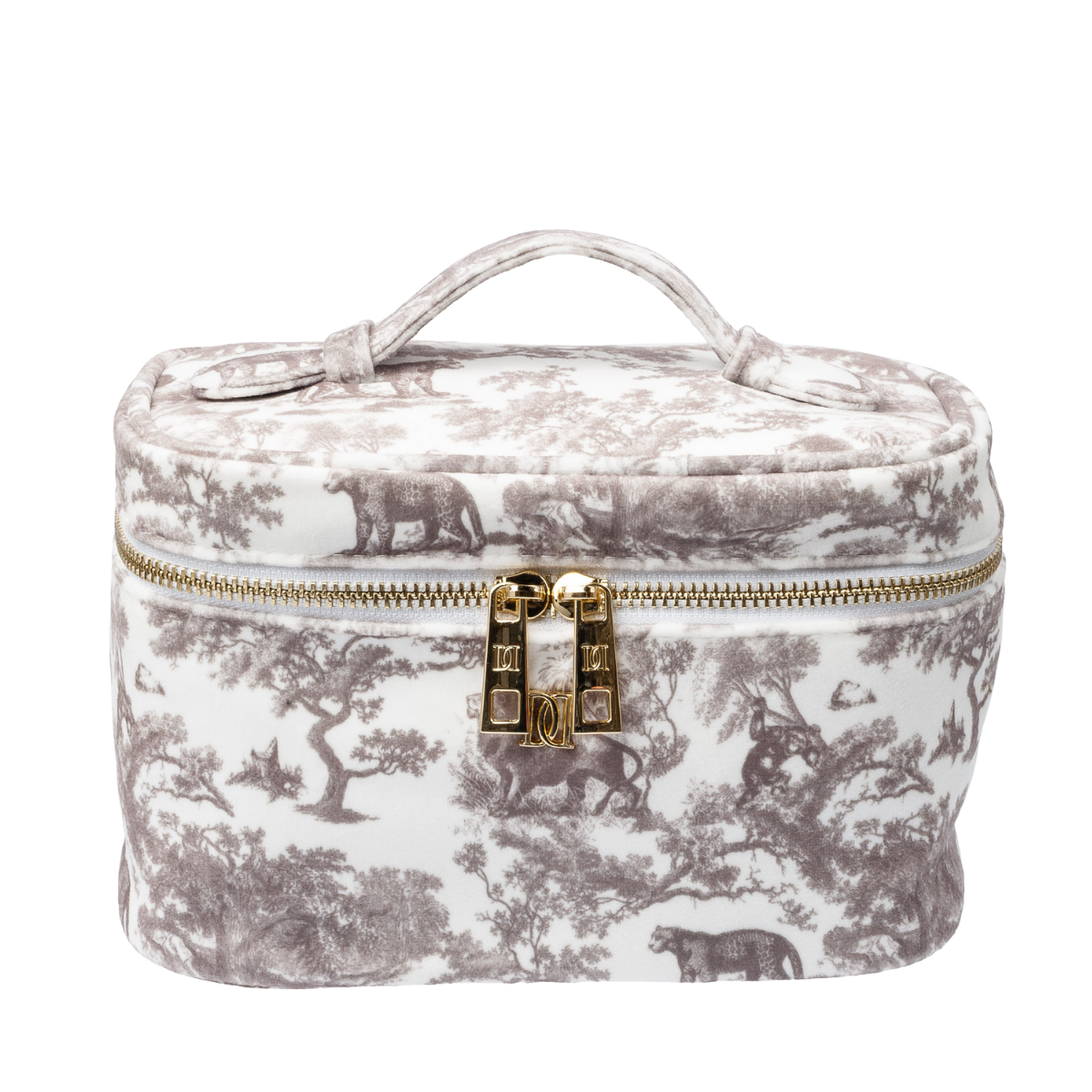 Velvet Vanity Bag Small - Warm Taupe Savannah Pattern