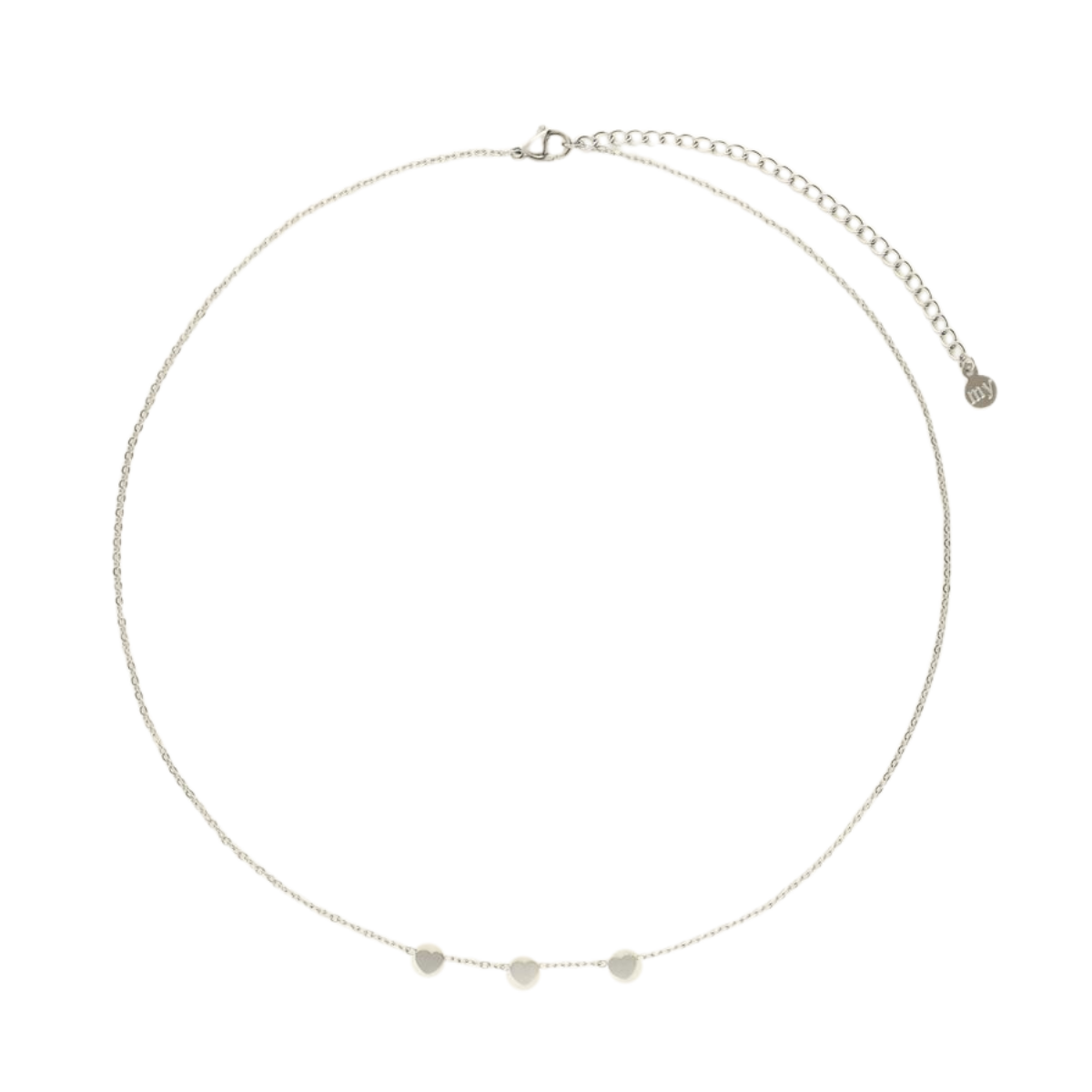 Necklace With Three Hearts - Silver