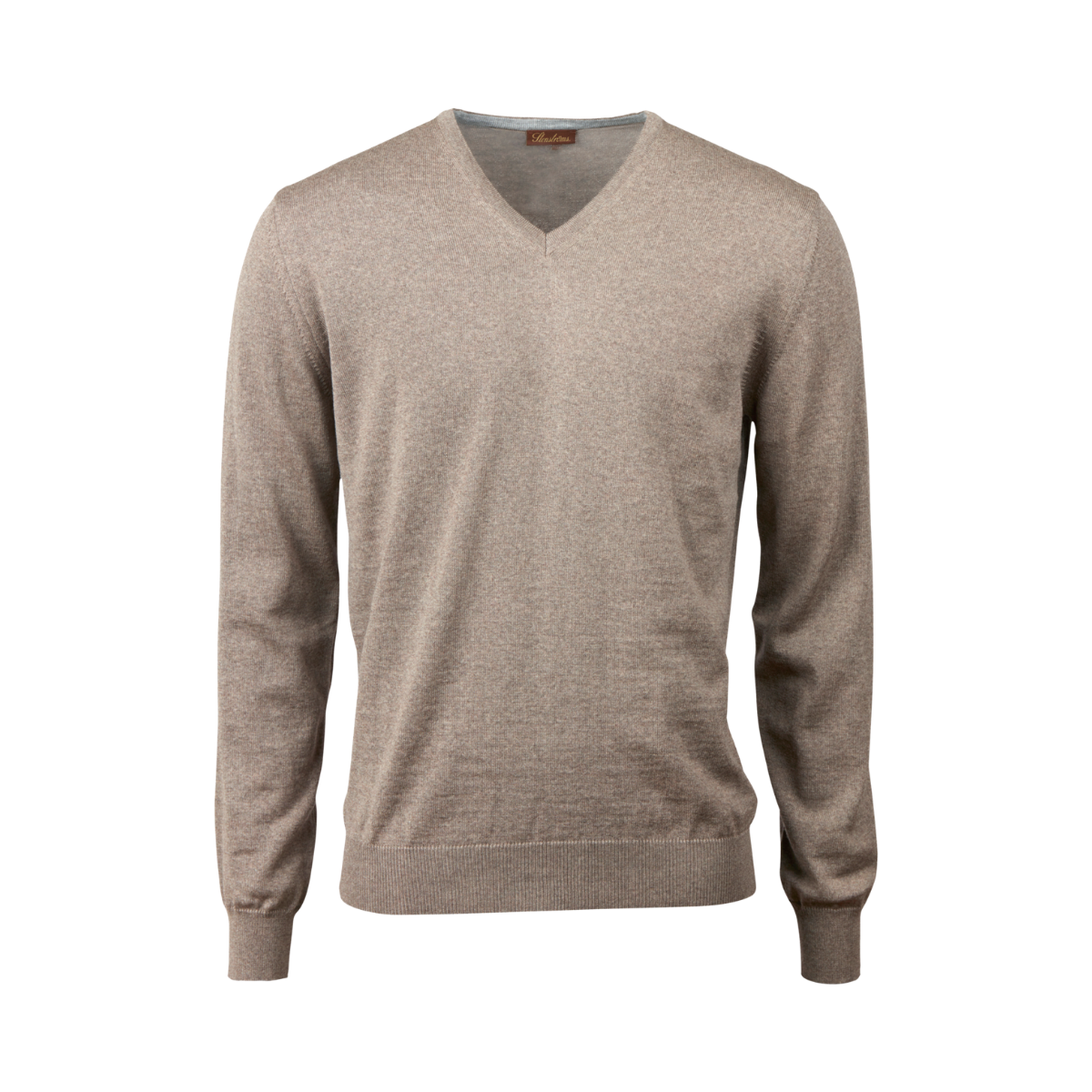 Pullover Knitted V-Neck Merino Wool - Light Brown