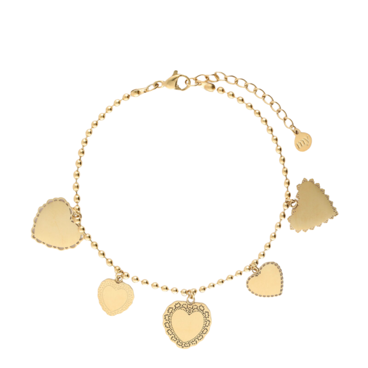 Bracelet 5 Hearts - Gold