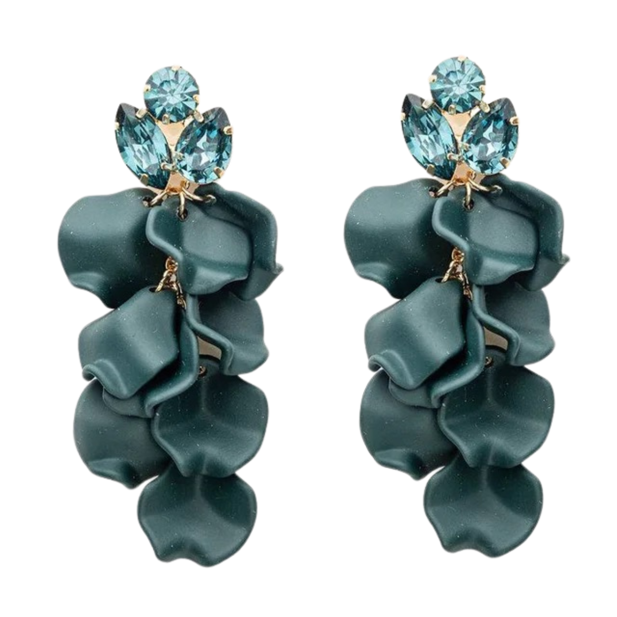 Leaf Stone Earrings - Dark Green