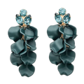 Leaf Stone Earrings - Dark Green