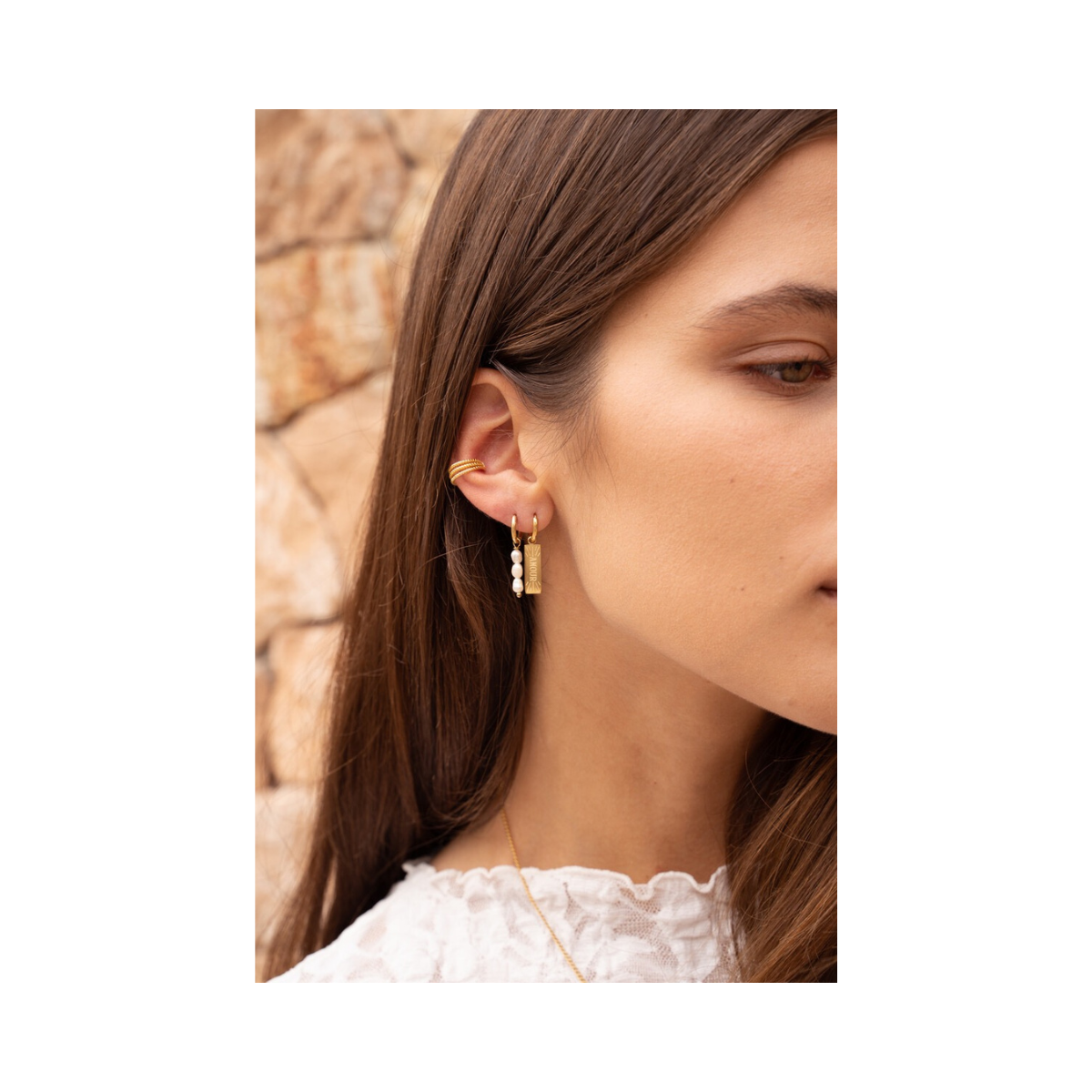 Oorbellen 3 parels - 1200 Gold