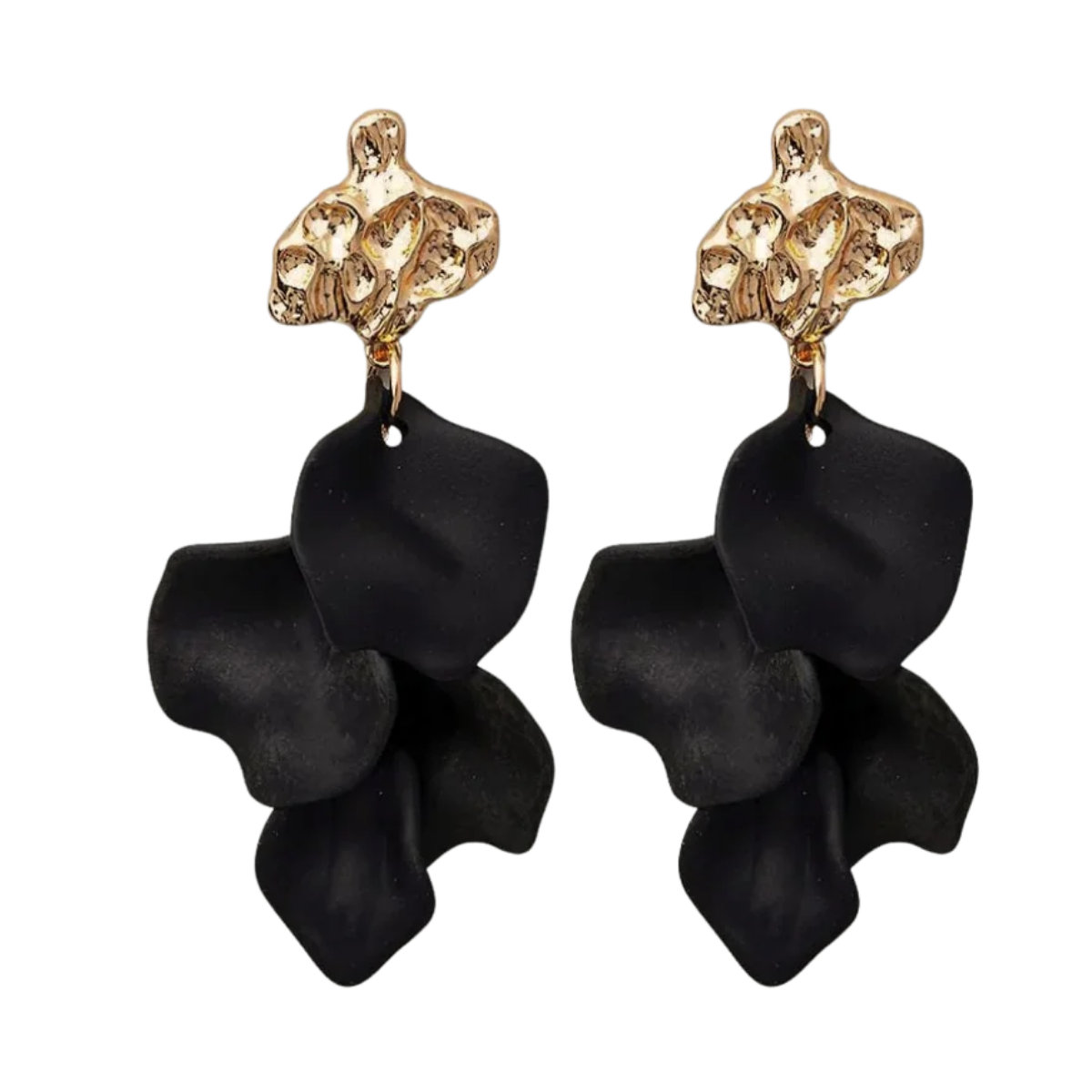 Hammered Earrings - Matt Black