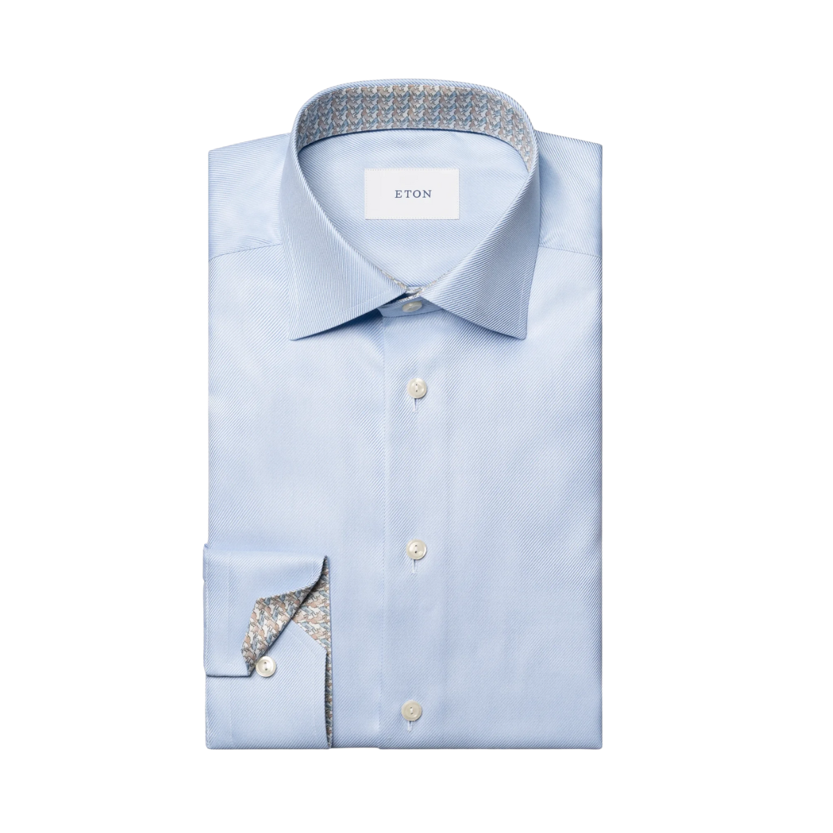 Geometric Effect Textured Twill Shirt - Light Blue