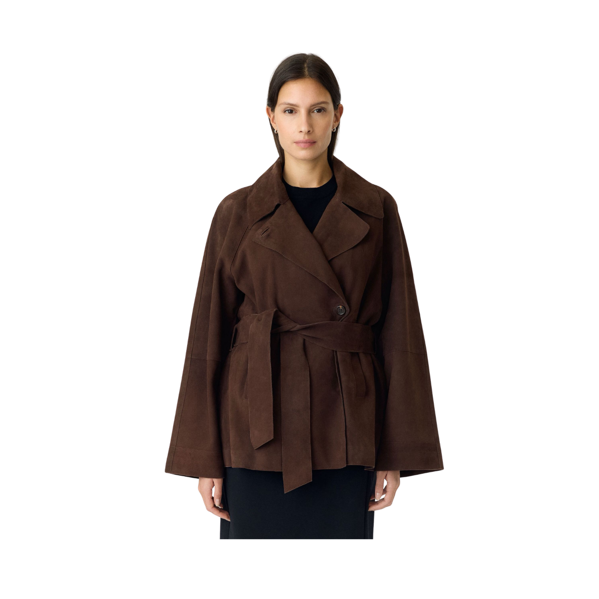 YASRuna Suede Kimono Jacket - Coffee Bean