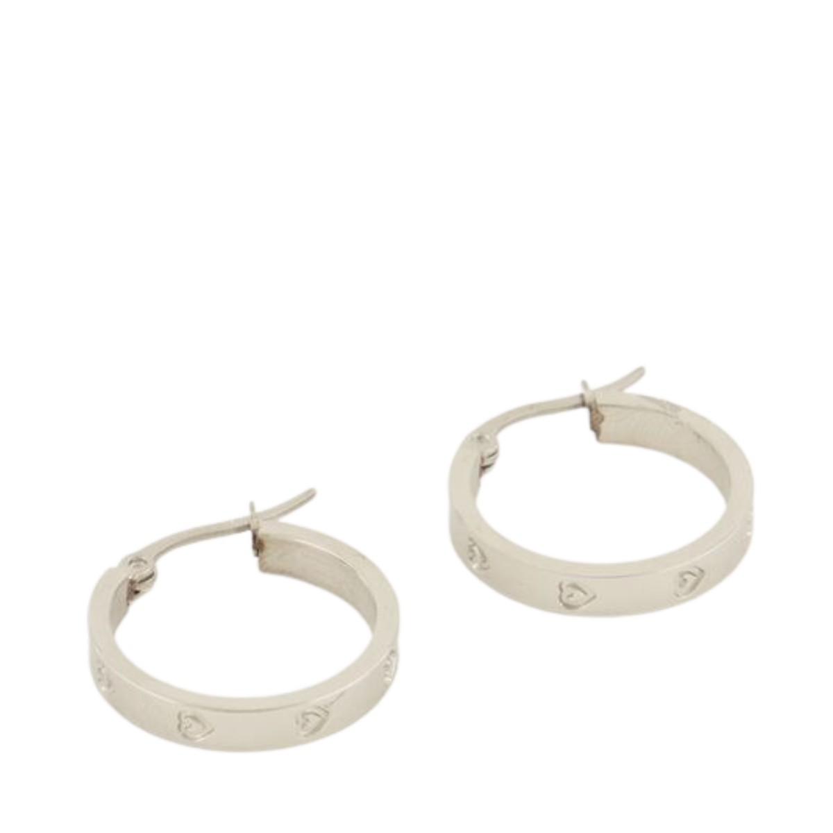 Earrings Engraved Hearts - Silver