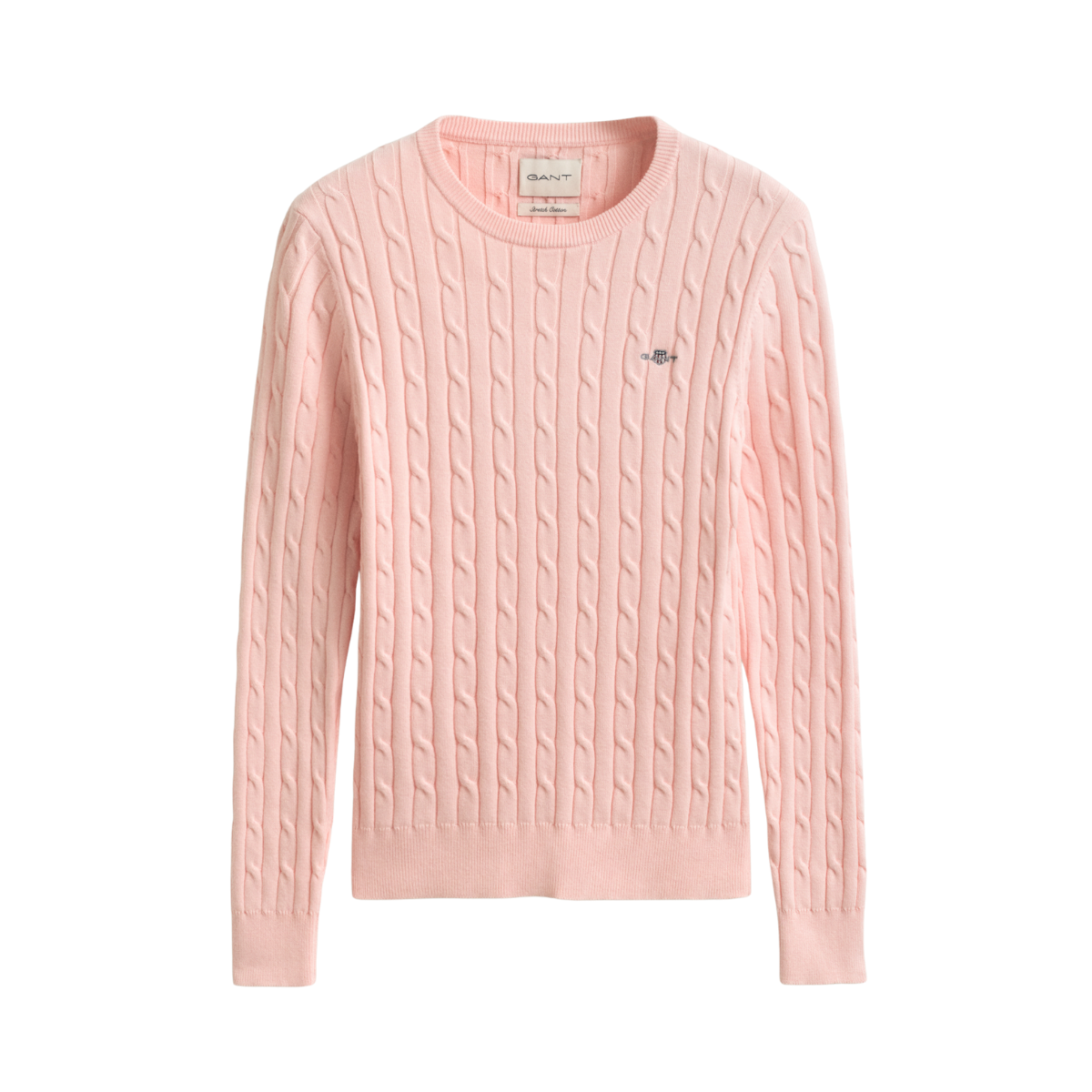 Stretch Cotton Cable C-Neck - 647 Apricot Pink