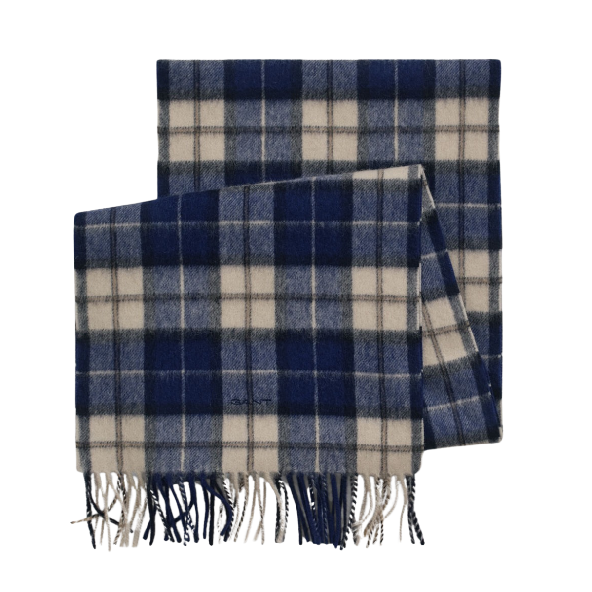Wool Checked Scarf - 423 Persian Blue