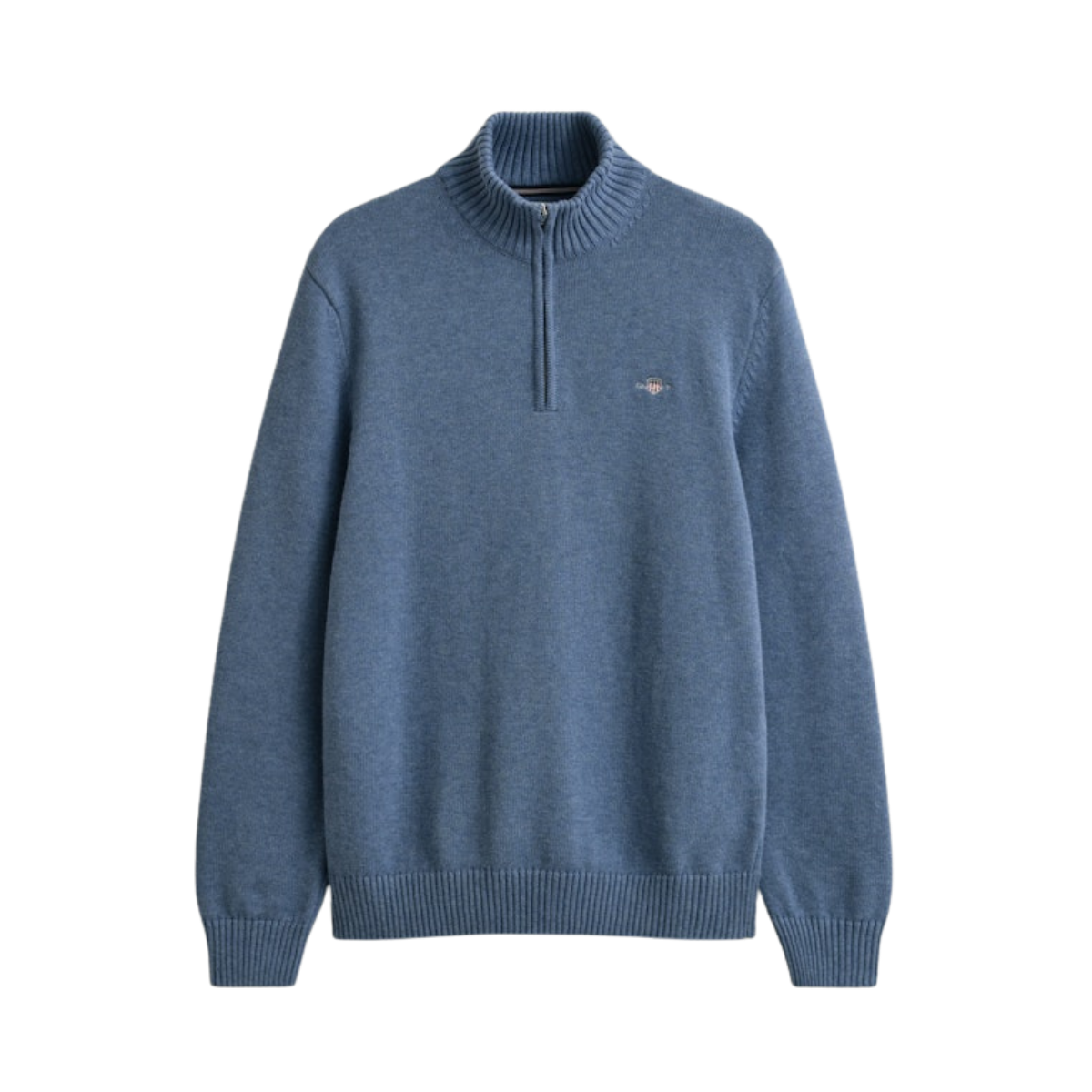 Casual Cotton Halfzip - Denim Blue Melange