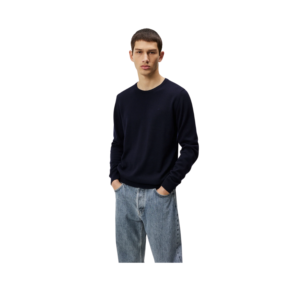 Lyle Merino Crew Neck Sweater - Navy