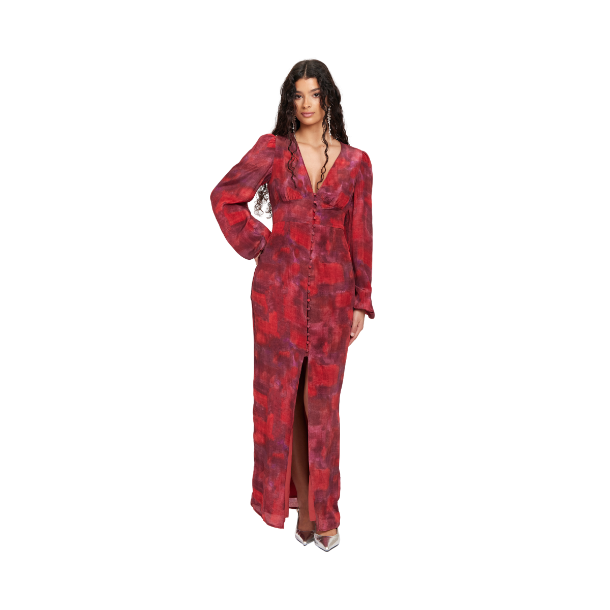 Aesthetic Dress - Red Blurr Print