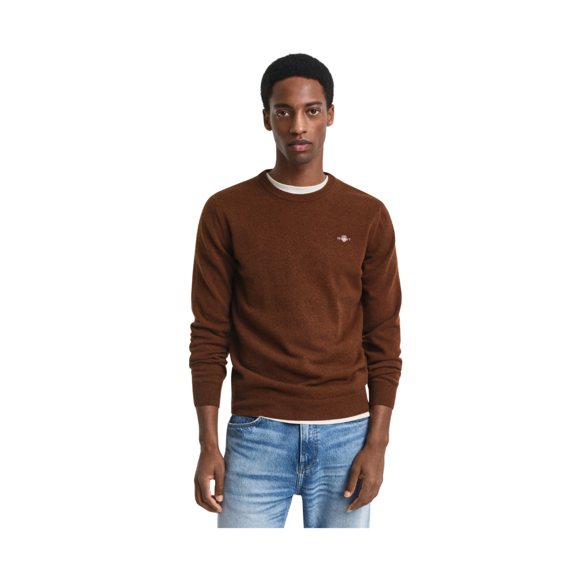 Superfine Lambswool C-Neck - Mahogany Brown