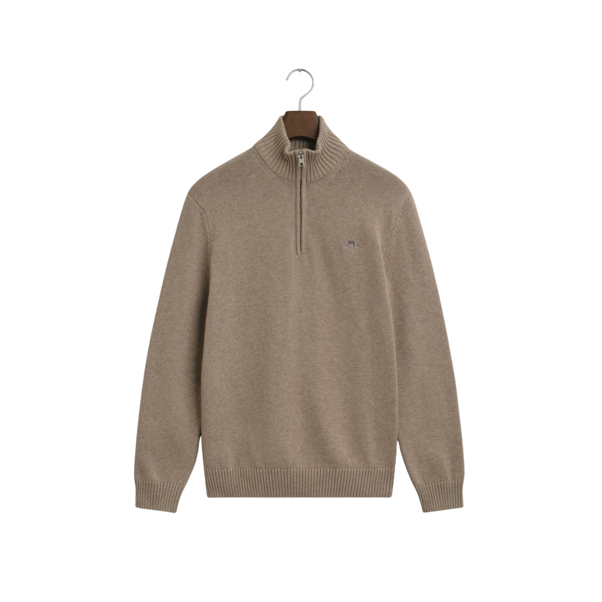 Casual Cotton Halfzip - DK. Sand Melange