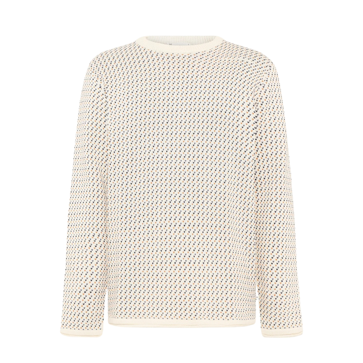 Jacquard Crew Neck Knit - Creme