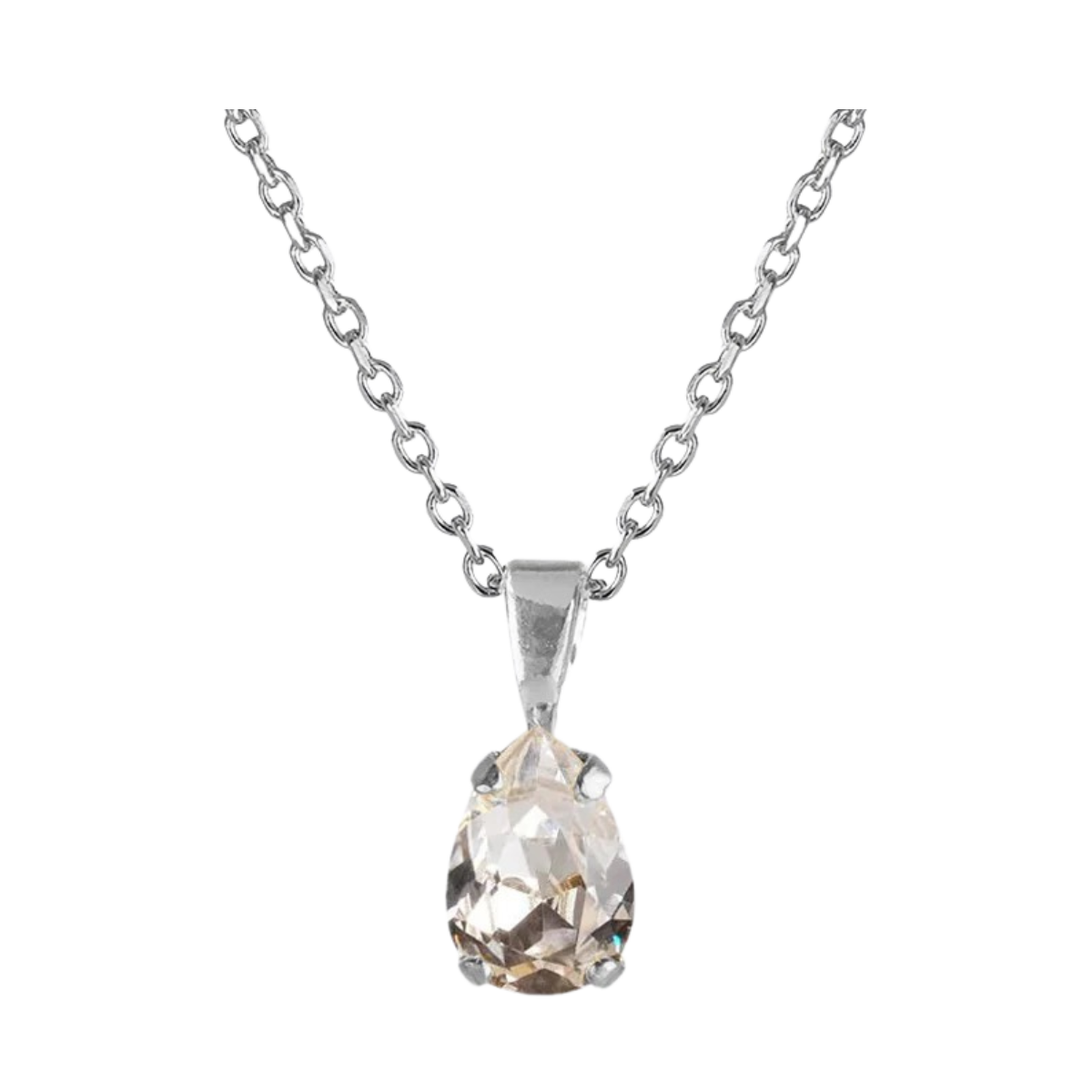 Petite Drop Necklace Rhodium - 0101 Crystal