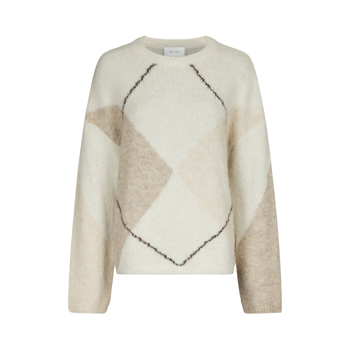 Inga Check Fluff Knit Blouse - Creme