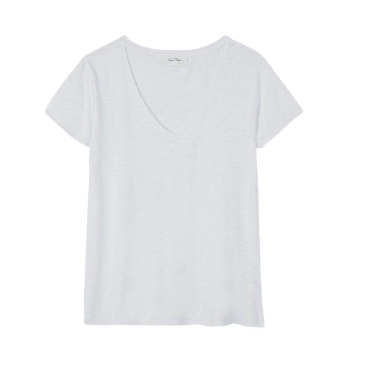 T-Shirt Trapeze Mc Col V - Blanc