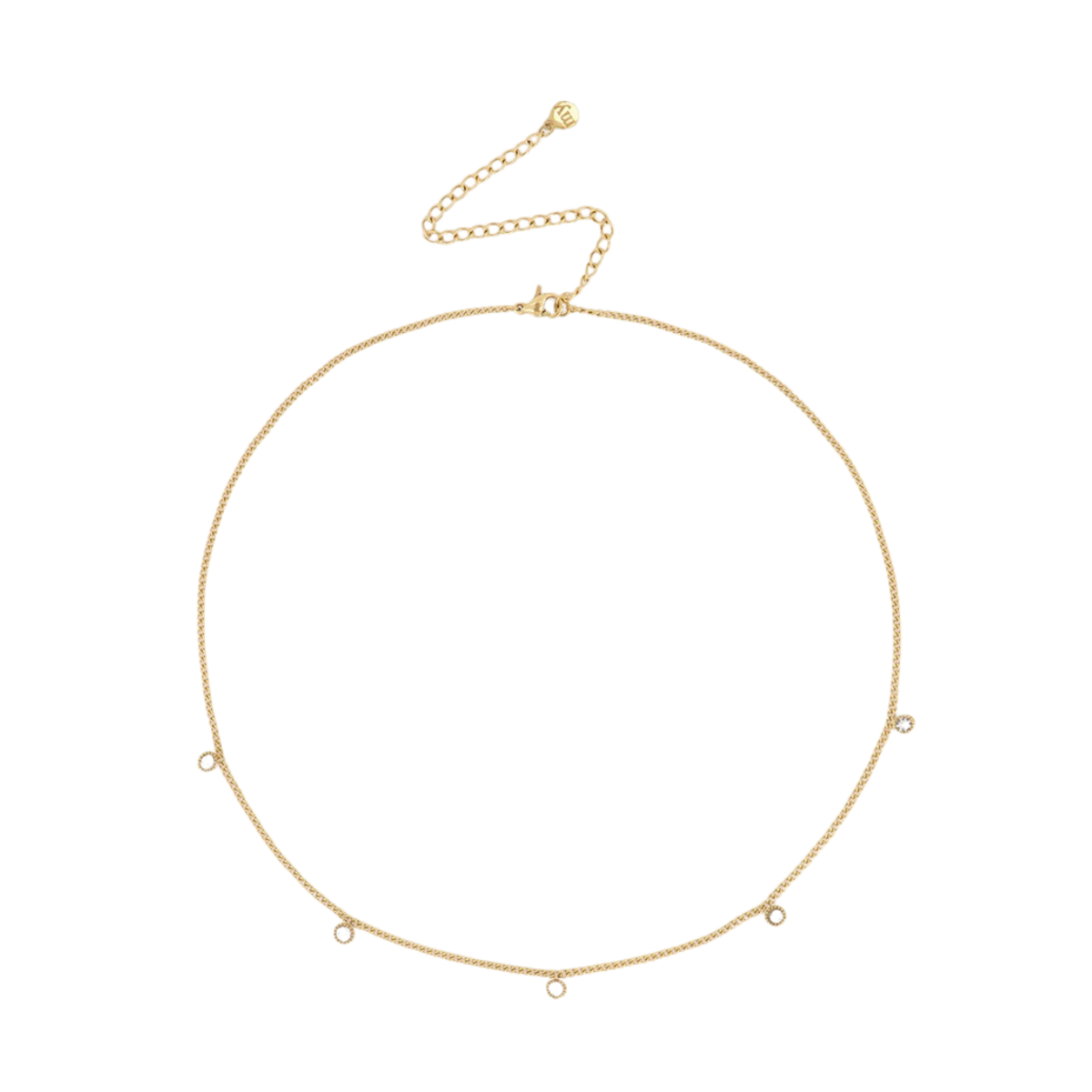 Ketting vijf strass steentjes - 1200 Gold