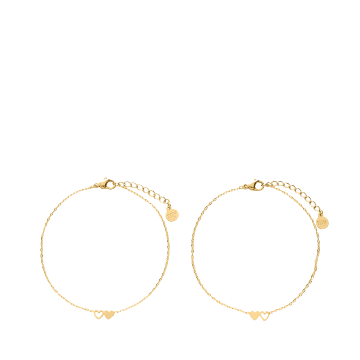 Bracelet set two hearts - Gold