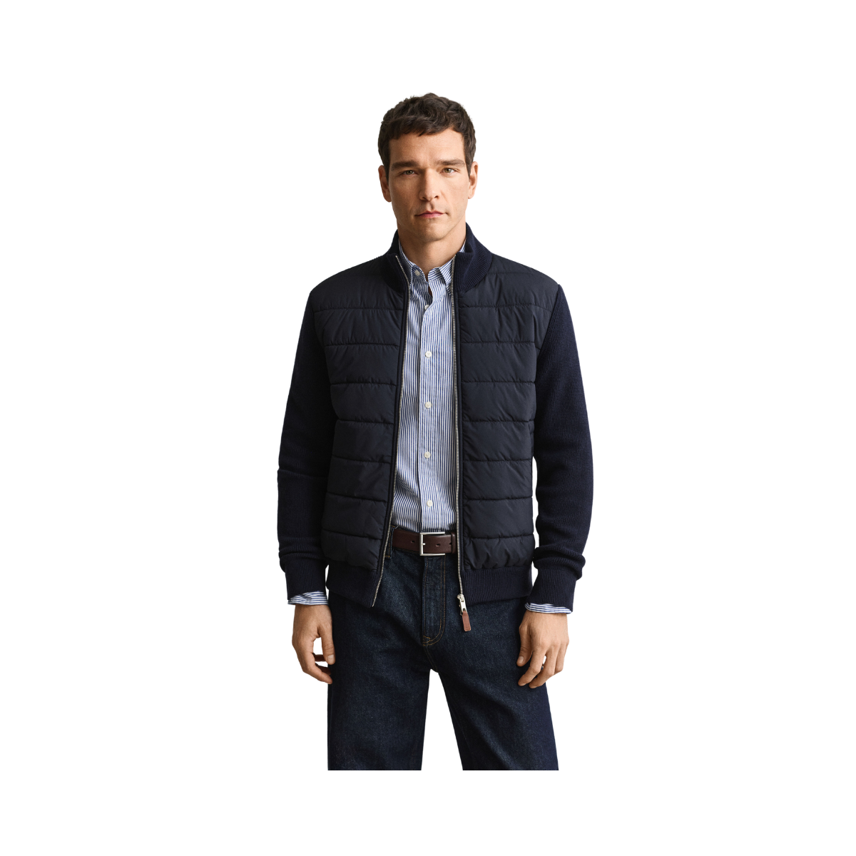 Hybrid Zipped Cardigan - Evening Blue