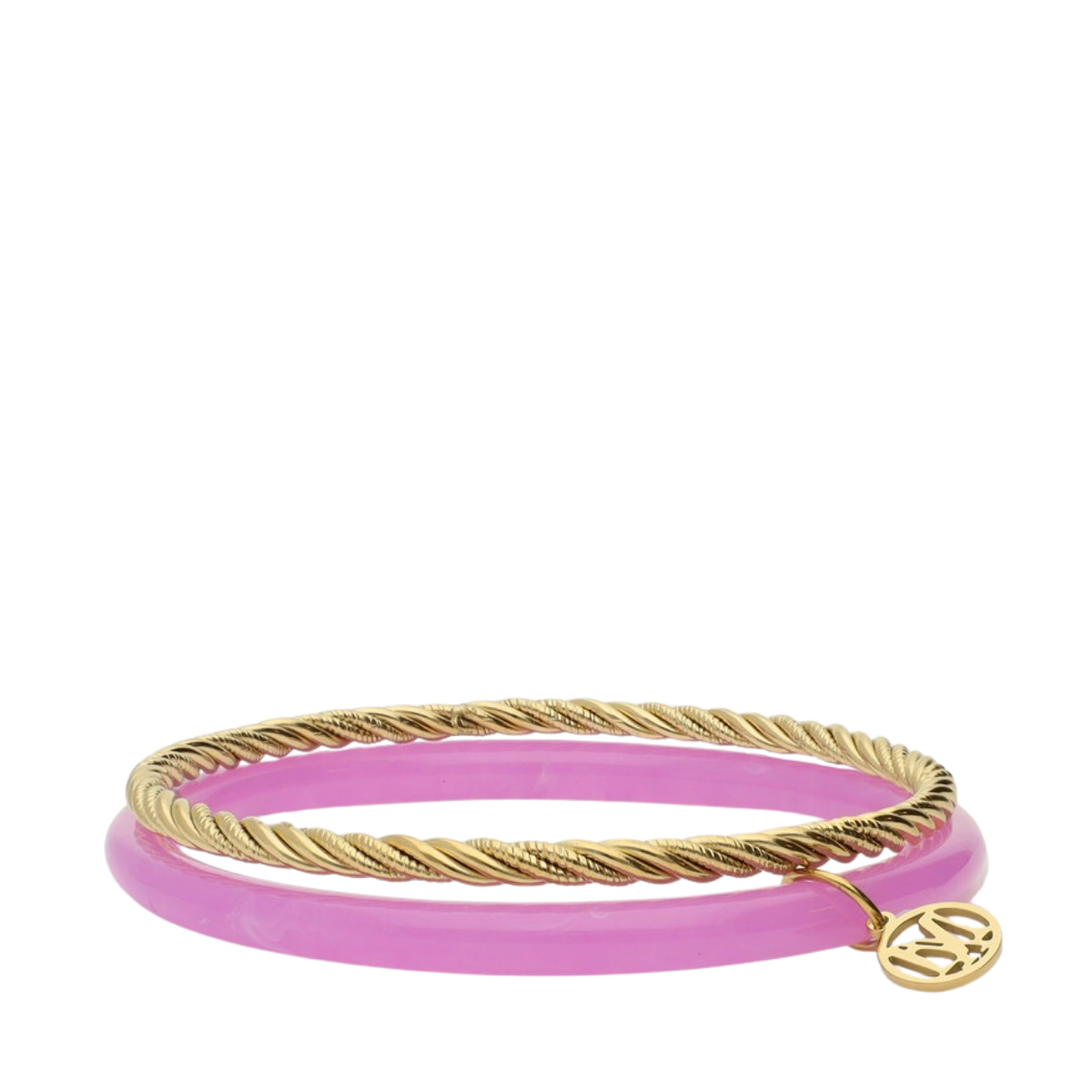 Bangle Set Thin Fuchsia - Gold