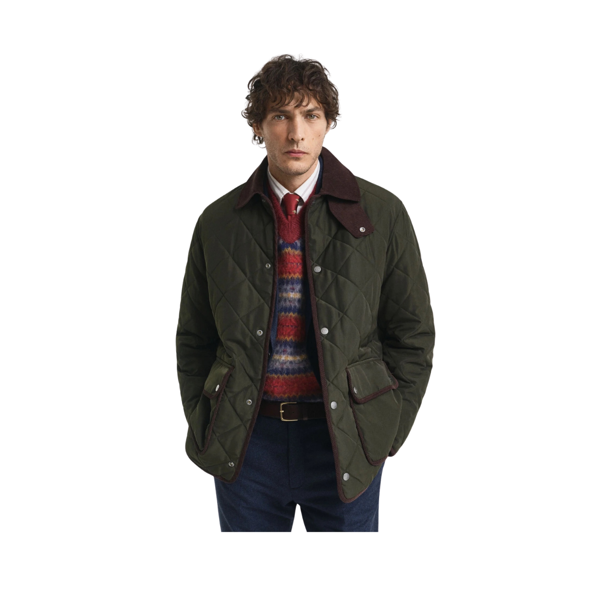 Quilted Fleece Jacket - 368 Dark Moss Green