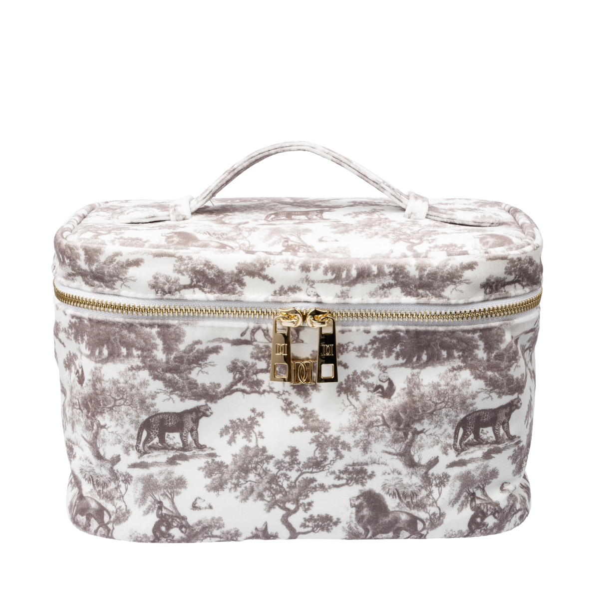 Velvet Vanity Bag Large - Warm Taupe Savannah Pattern