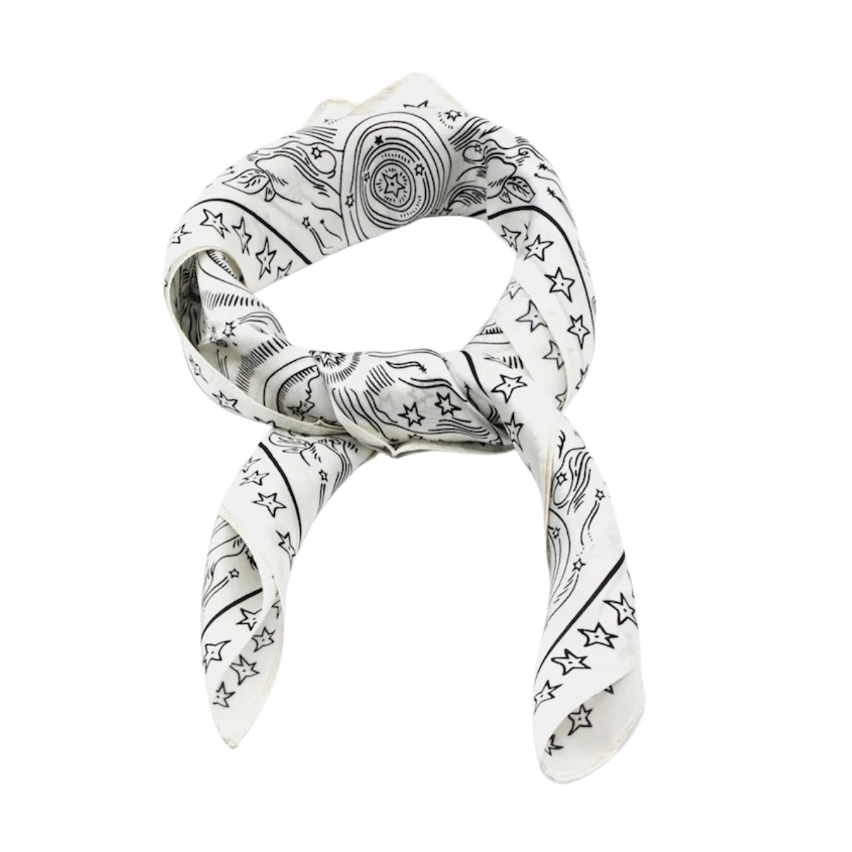 Budapest silk scarf w stars - White