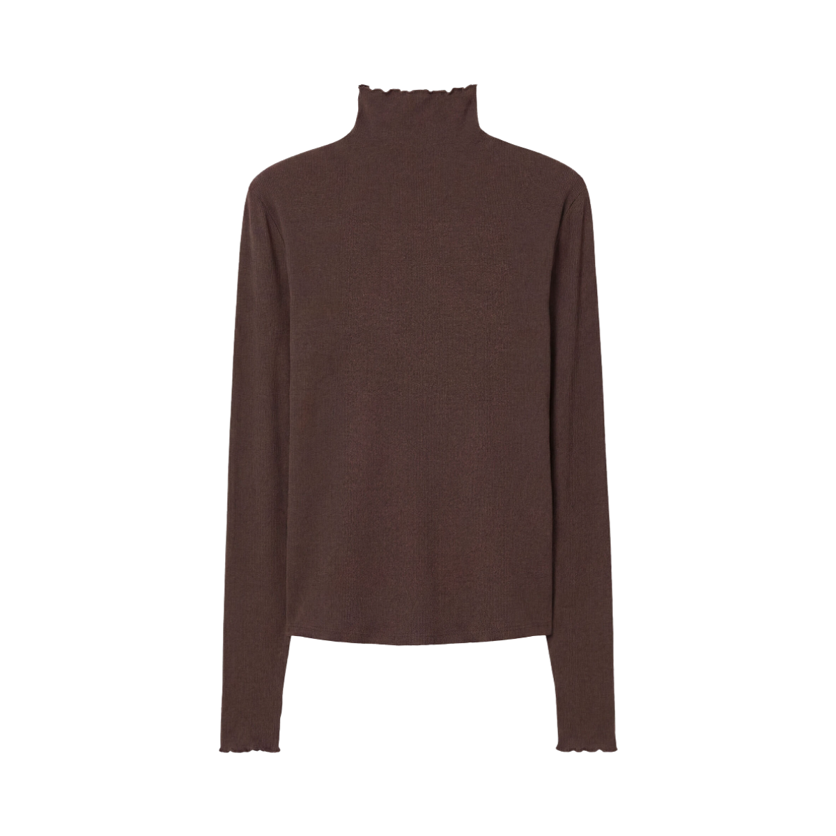 Rib Mock Neck Top - Dark Chocolate