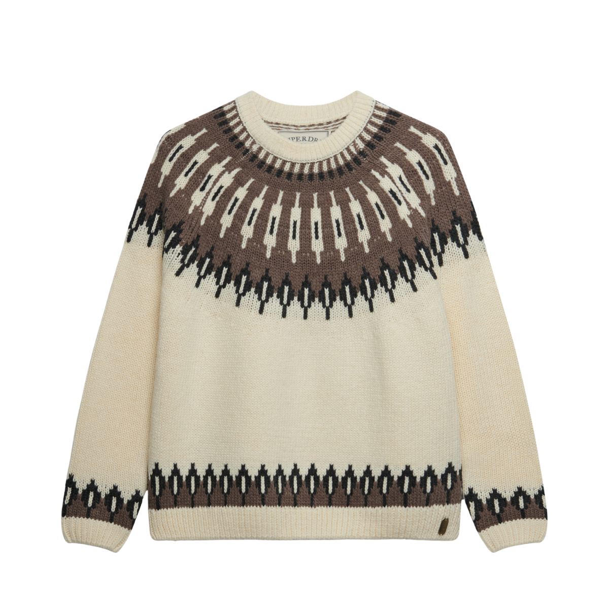 Fairisle Crew Neck Jumper - PTG Ecru Marl