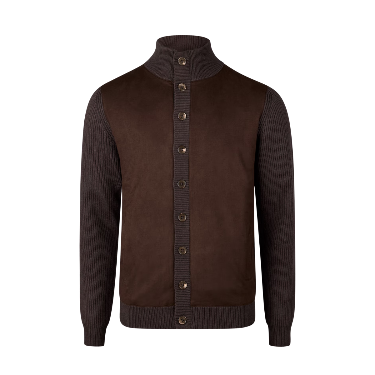 Cardigan Knitted Hybrid Buttoned - Brown