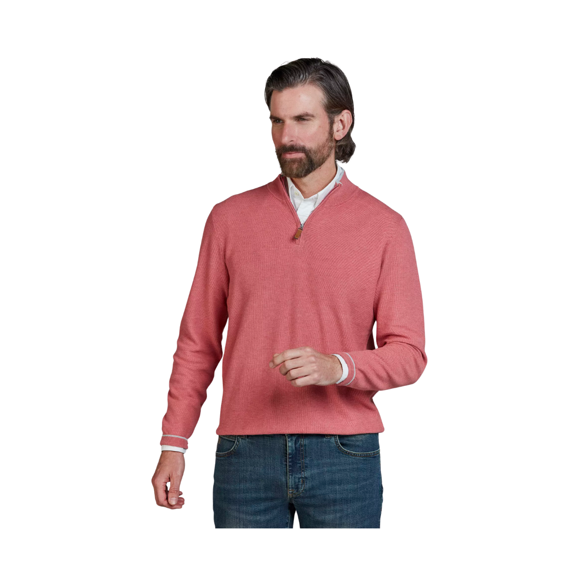 Half Zip Structure Knit - Soft Red